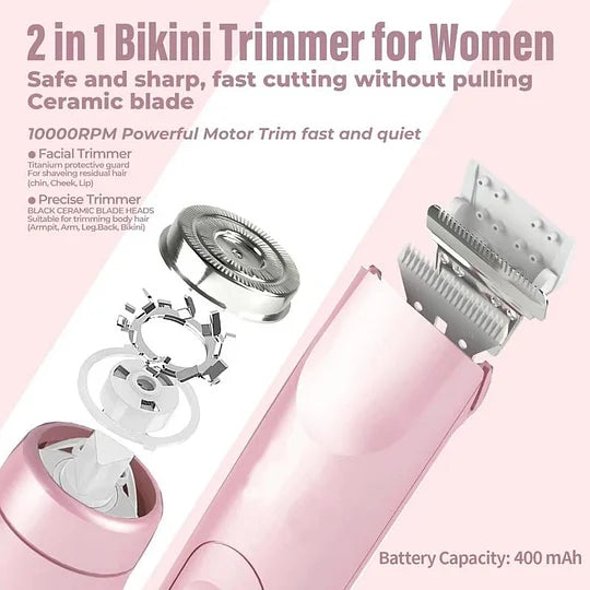 Women Electric Body Hair Trimmer | Armpit Leg Face Bikini Area Safe Shaver, 99% Unwanted Hair Removal No Wax Pain