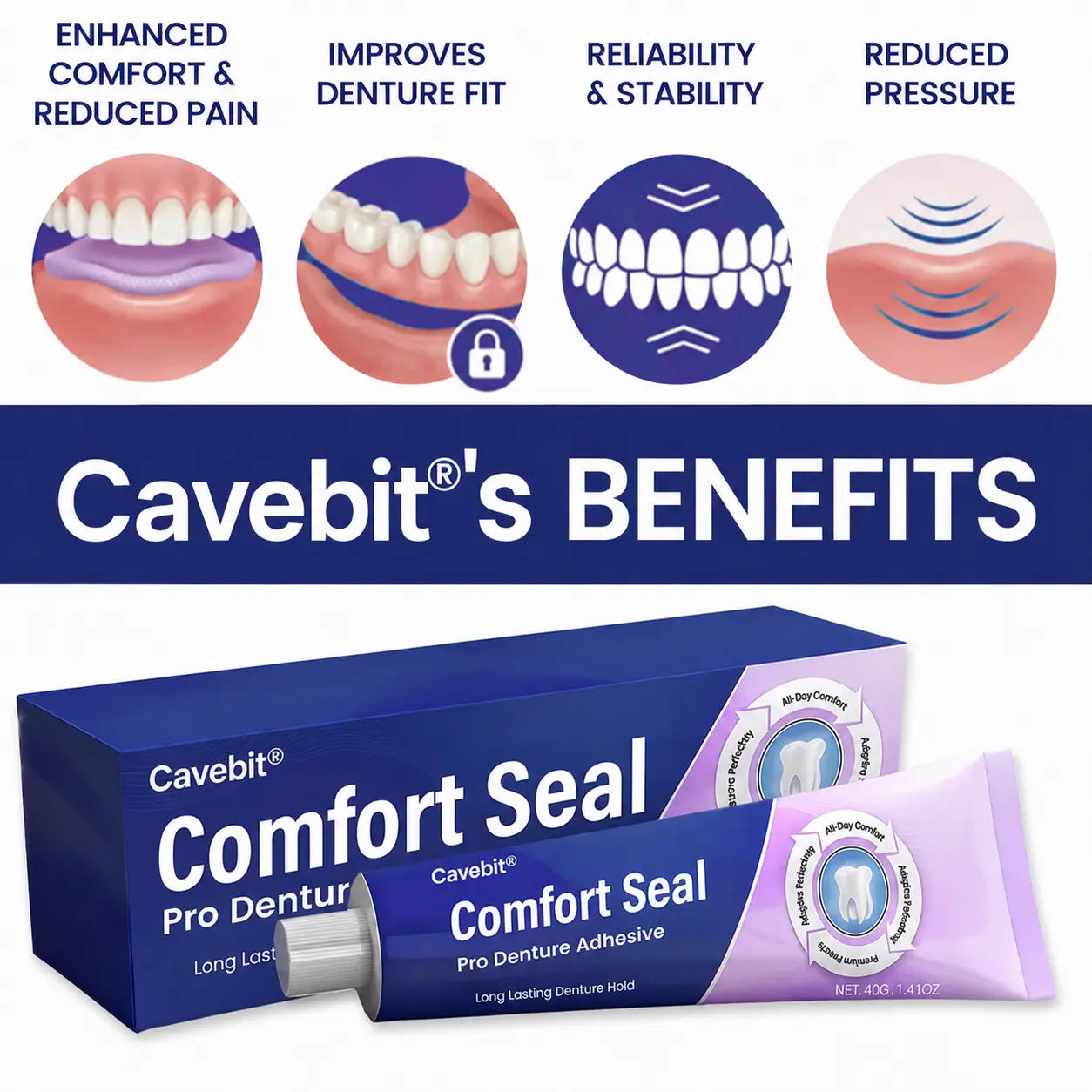 Cavebit® Comfort Seal Pro Denture Adhesive