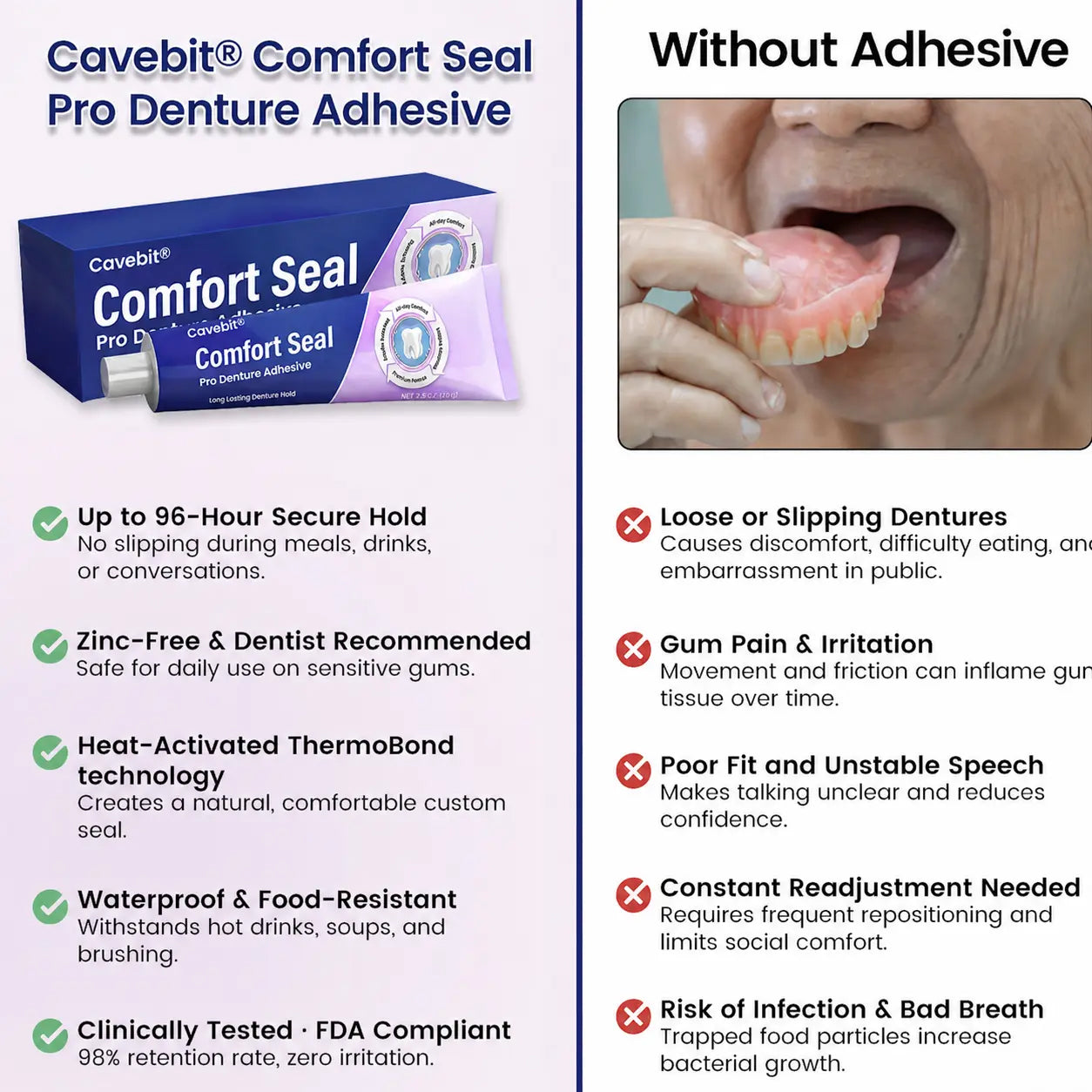 Cavebit® Comfort Seal Pro Denture Adhesive