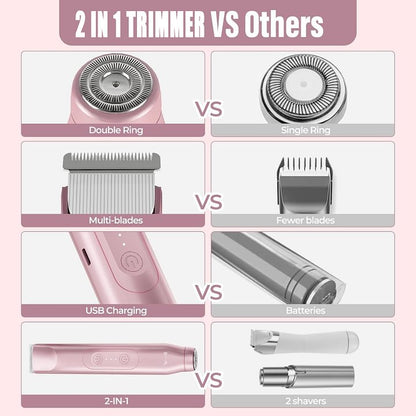 Women Electric Body Hair Trimmer | Armpit Leg Face Bikini Area Safe Shaver, 99% Unwanted Hair Removal No Wax Pain