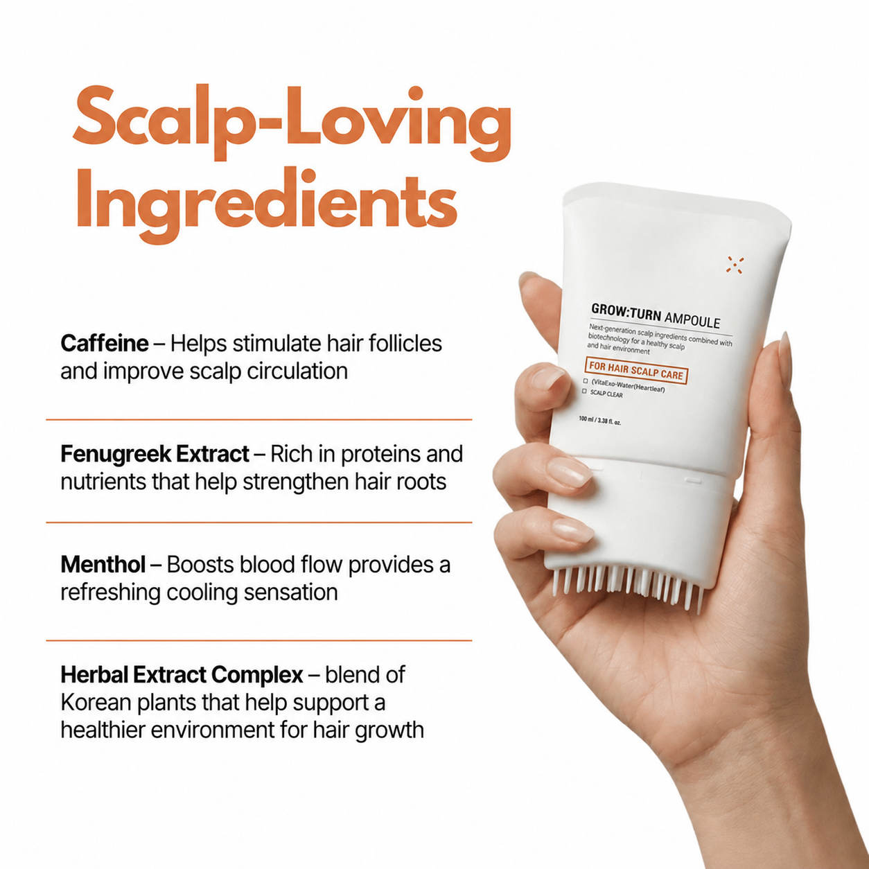 Anti‑Hair Loss Scalp Care Ampoule | 10‑Second Non‑Greasy Hair Growth Treatment With Built‑in Brush