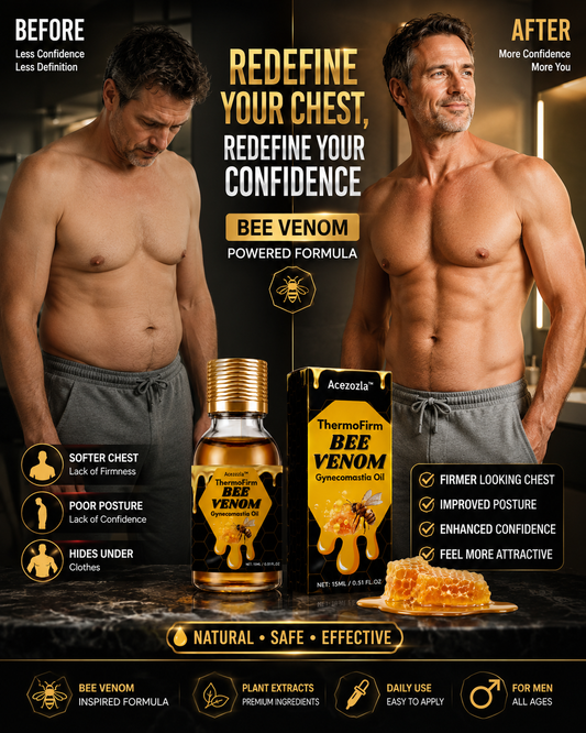 Men's Chest Fat Solution — Firm & Define Your Chest Naturally|Advanced Bee Venom Formula